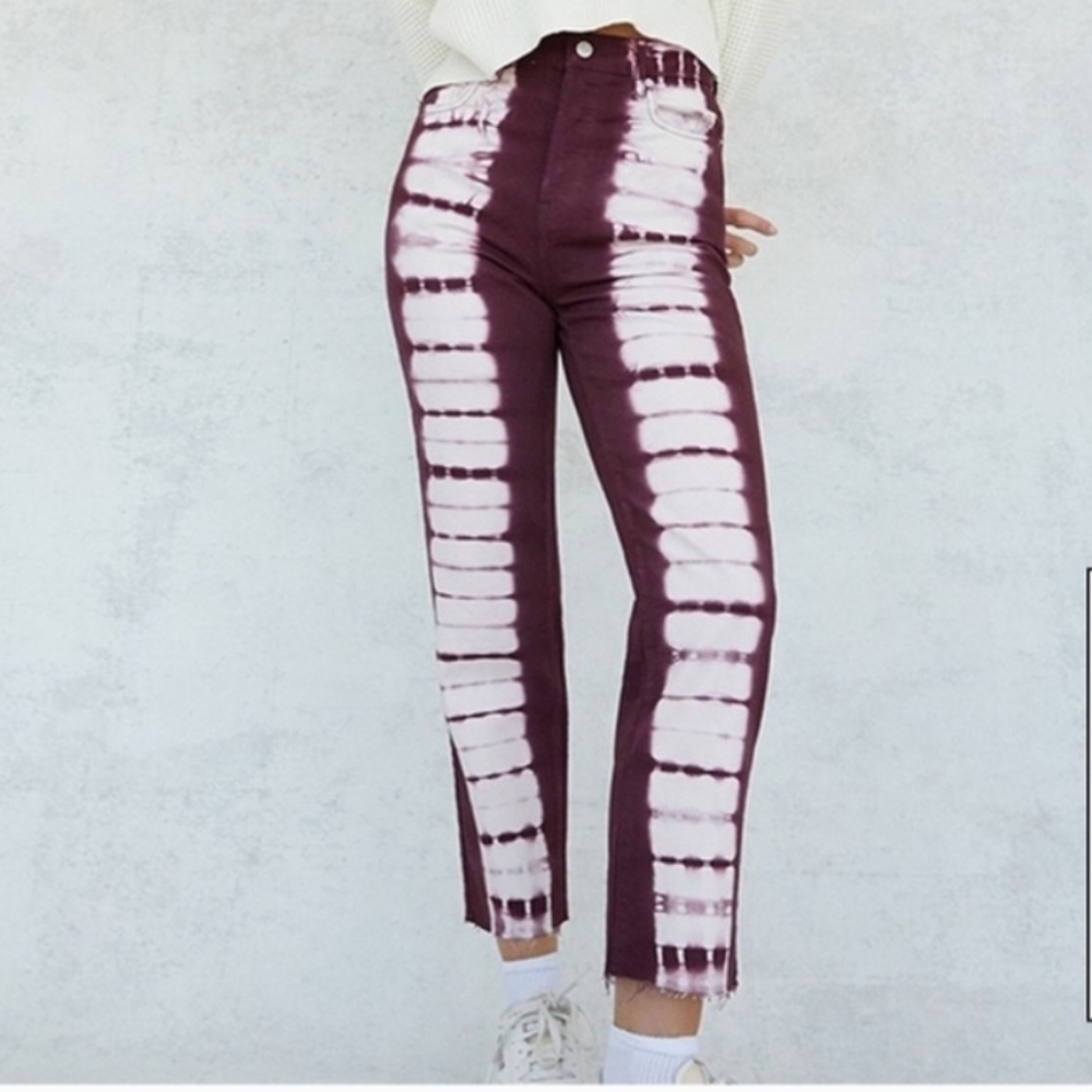 Women's sz 24 Pacson Raspberry Tie Dye High Rise Straight Jeans Button Fly pant